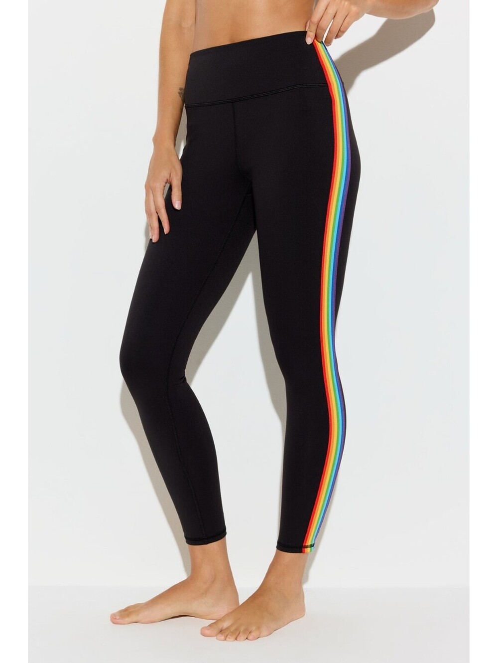 Spiritual Gangster Nirvana Infinity Legging Black with Rainbow Stripes - Picture 5 of 9